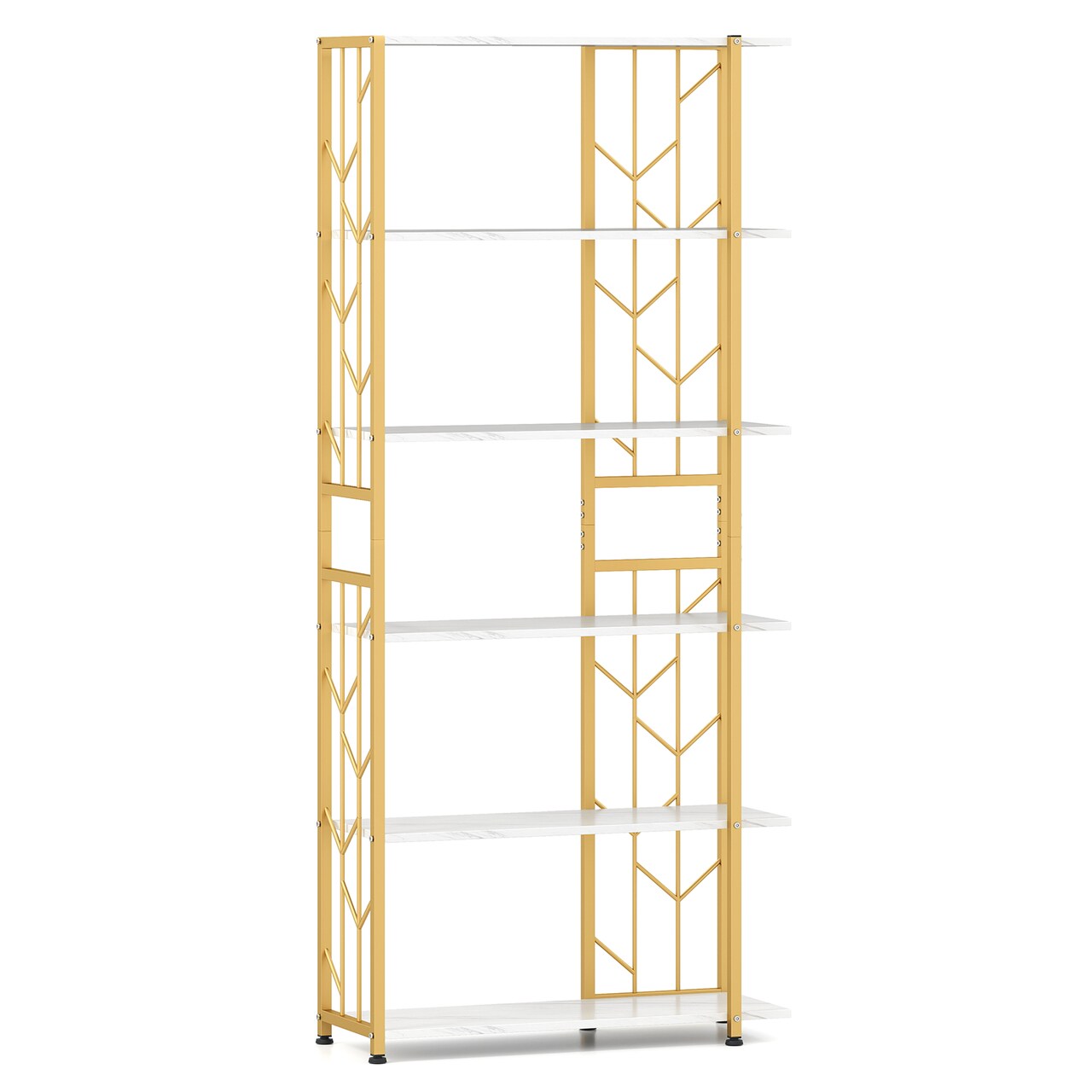 Modern 6-Tier Book Shelf Heavy-Duty Frame with Wall Anchor Kits